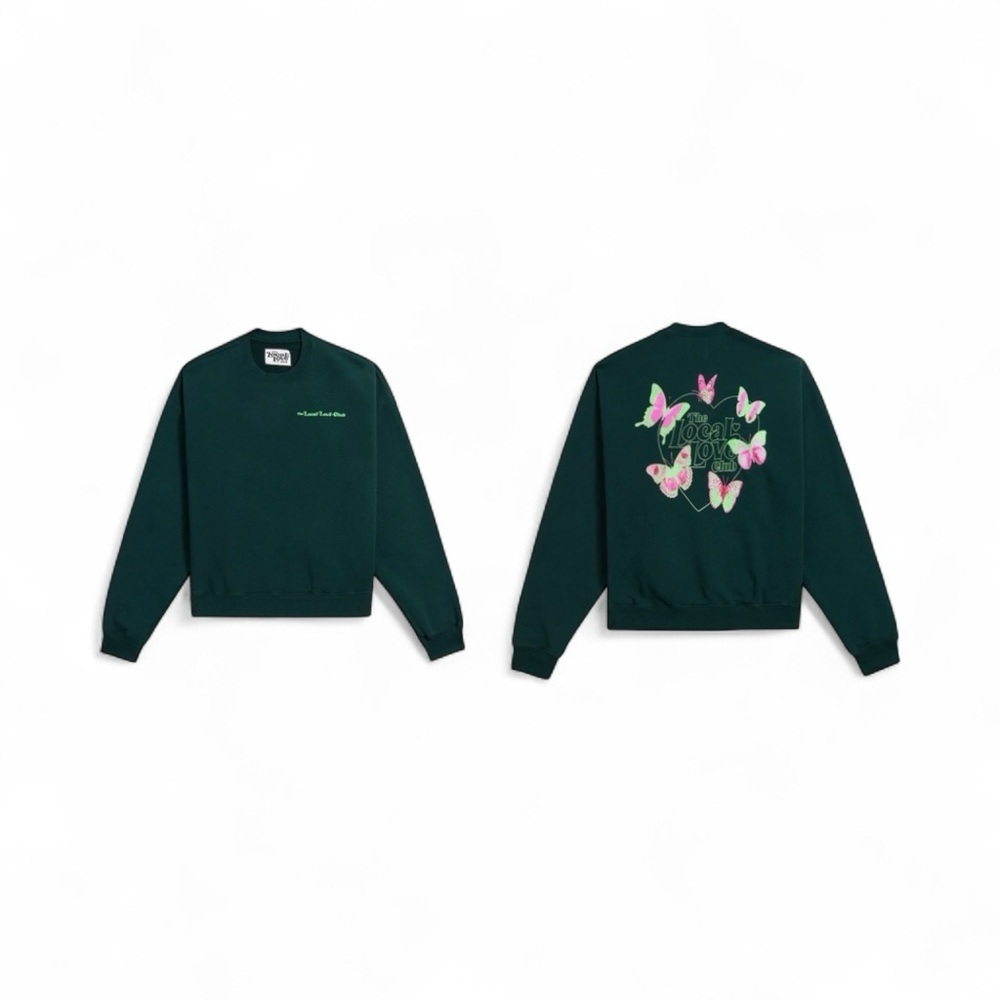 The Local Love Club Aura Crewneck Sweatshirt Green pullover Graphic Small - Picture 12 of 12